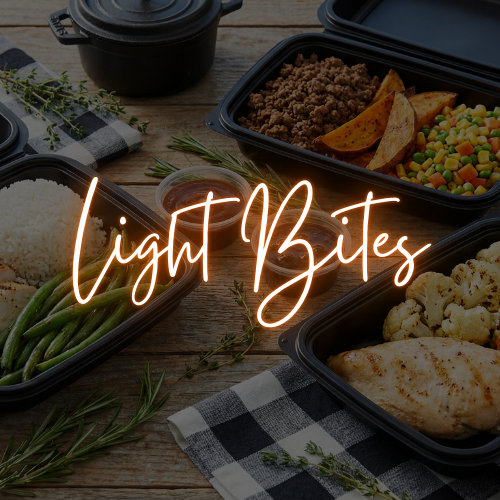 Light portion gluten-free meal prep with protein, vegetables and carbohydrates from Maple Leaf Roadhouse BBQ